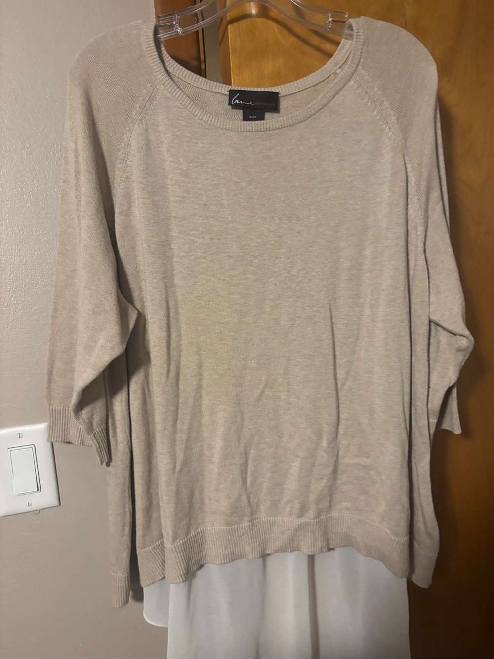 Lane Bryant Beige Scoop Neck Lightweight Sweater